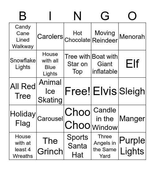 Holiday  Bingo Card