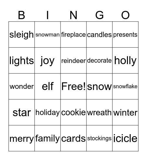 Winter Wonderland Bingo Card