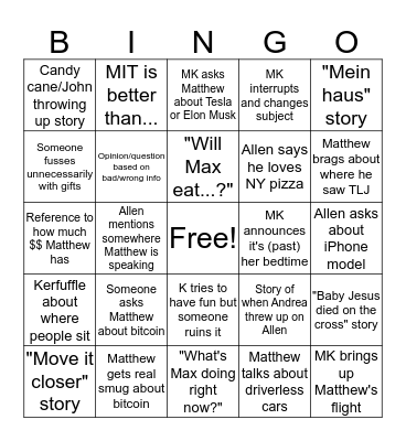 Xmas bingo! Bingo Card
