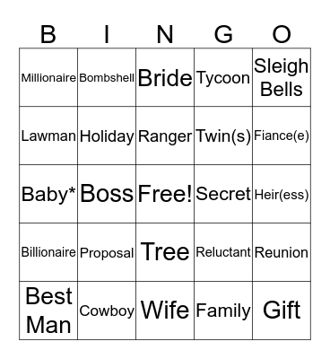 Harlequin Bingo Card