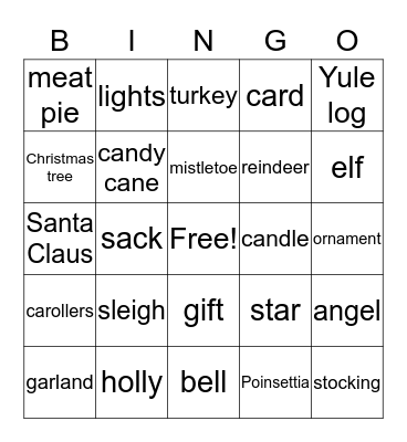 Christmas  Bingo Card