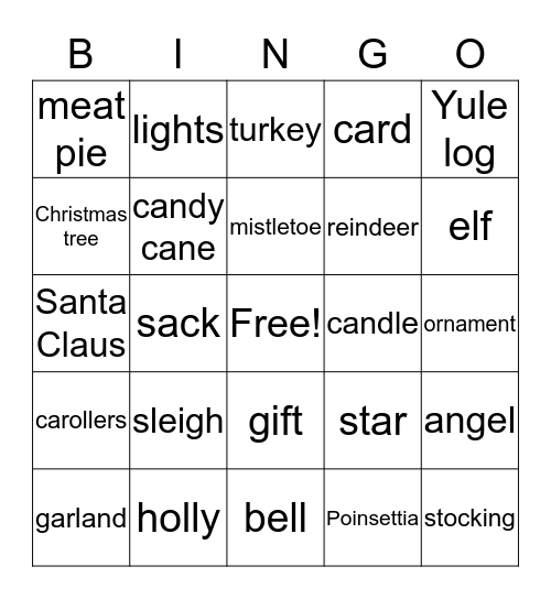 Christmas  Bingo Card