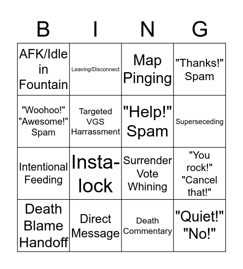 Smite Scum Bingo Card