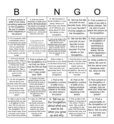 Getting to Know You Bingo Card