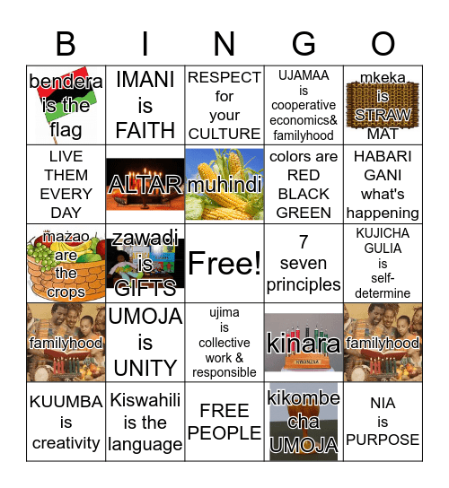 KWANZAA BINGO Card