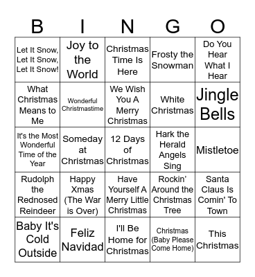 WINTER CAROLS Bingo Card