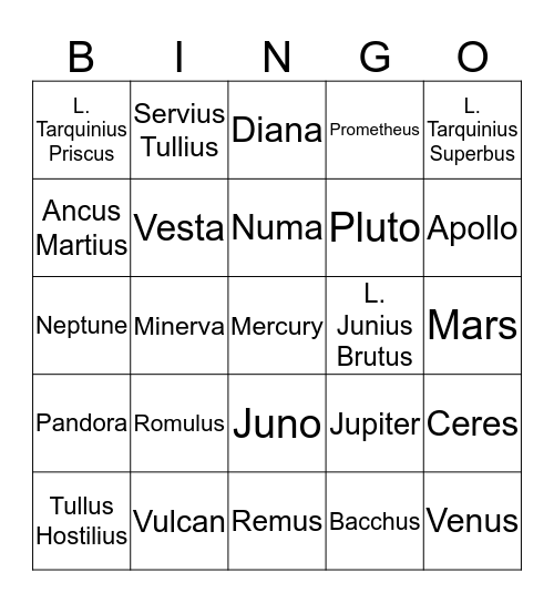 Gods and Kings! Bingo Card