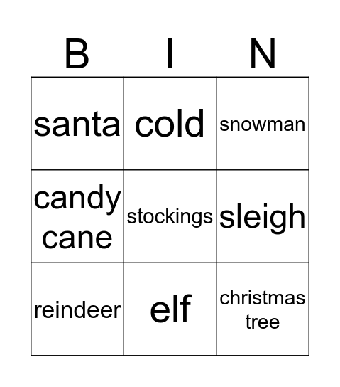 Christmas Bingo Card