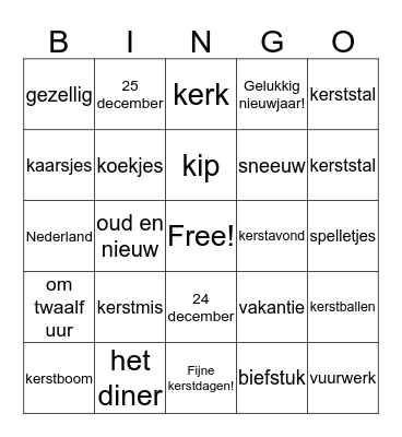 Kerstbingo Card