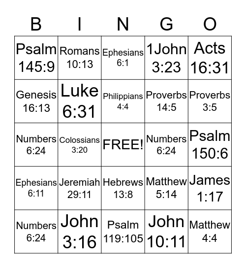 Remembrance Bingo Card