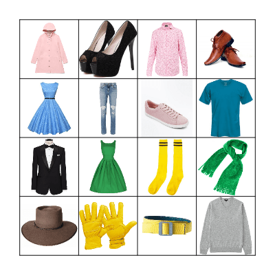 Clothes Bingo Card