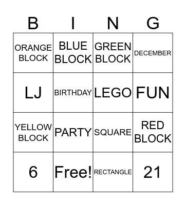 LEGO BINGO Card