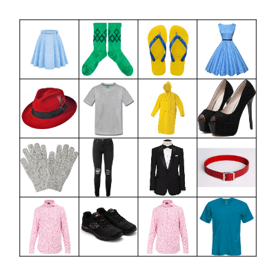 Clothes Bingo Card