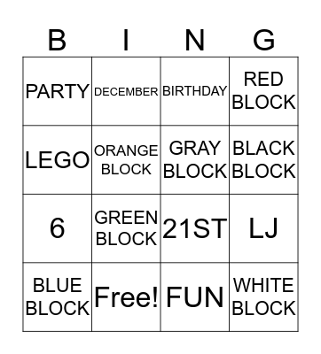 LEGO BINGO Card