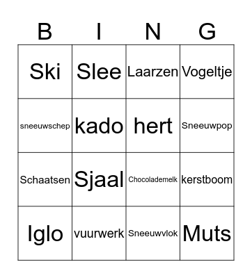 winter bingo Card
