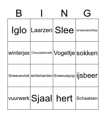 winter Bingo Card