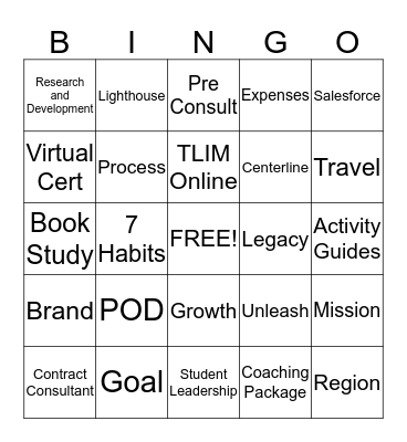 Consultant and Coaches Bingo Card