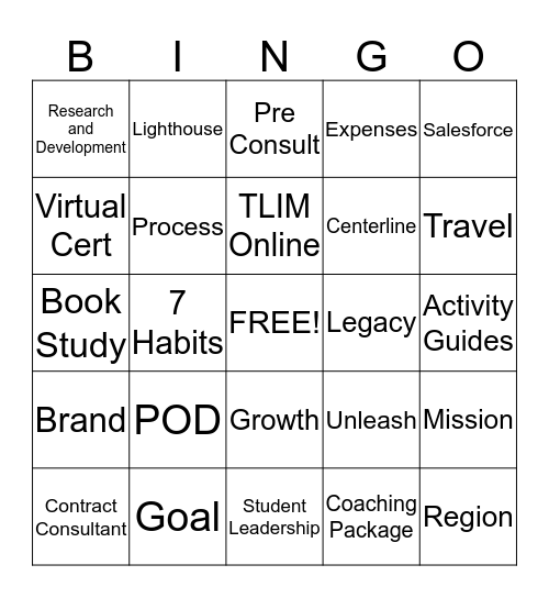 Consultant and Coaches Bingo Card