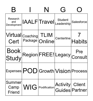Consultant and Coaches Bingo Card