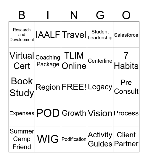Consultant and Coaches Bingo Card
