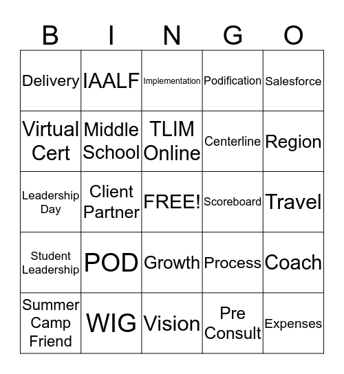 Consultant and Coaches Bingo Card