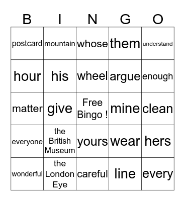 5A -24-47 Bingo Card