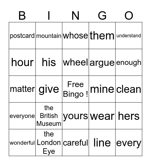 5A -24-47 Bingo Card