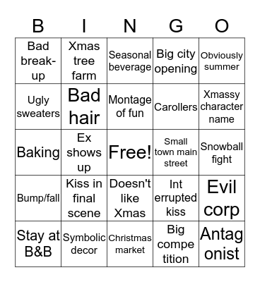 Hallmark Christmas Bingo Card