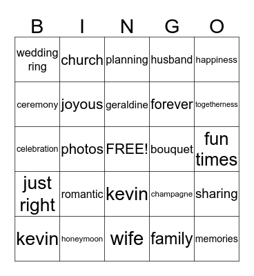 Bride-to-be Bingo Card