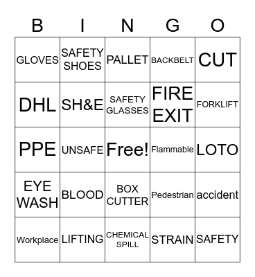 SAFETY Bingo Card