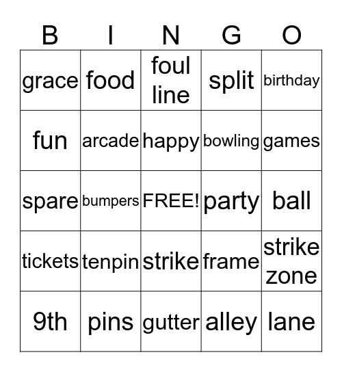 Bowling bingo Card