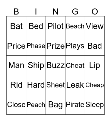 Minimal Pairs Bingo Card