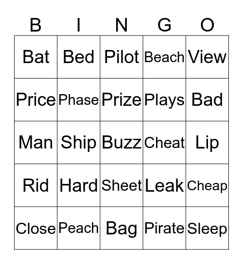 Minimal Pairs Bingo Card