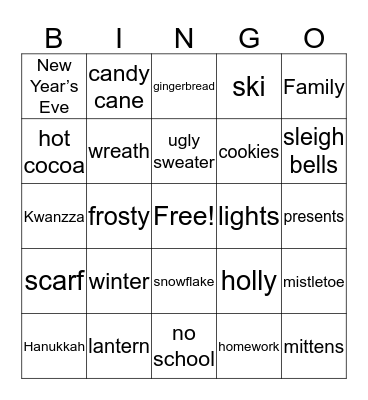 Holiday BINGO Card