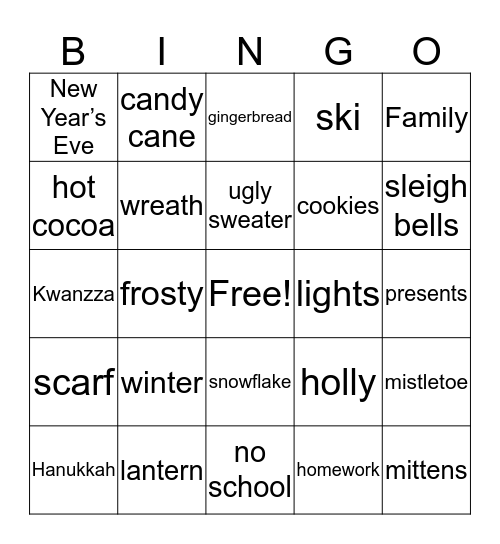 Holiday BINGO Card