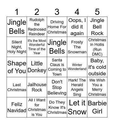Random/Christmas Song Bingo! Bingo Card
