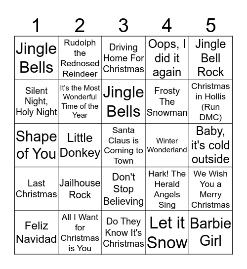 Random/Christmas Song Bingo! Bingo Card