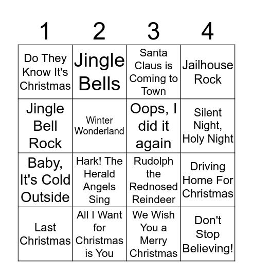 Random/Christmas Song Bingo! Bingo Card