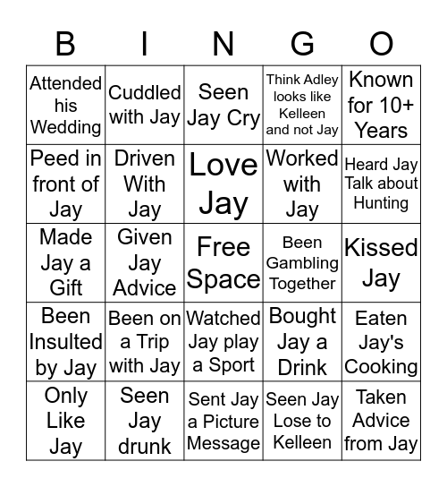 Jay Bear's Birthday Bingo Card