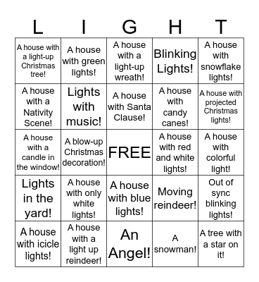 Christmas Light BINGO!!! Bingo Card