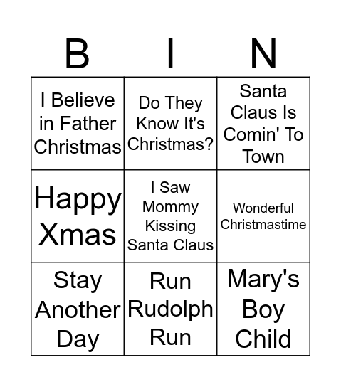 Christmas 1 Bingo Card
