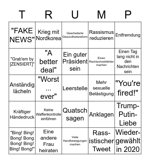 Donald Trump Präsidentschafts-Bingo-Karte Bingo Card