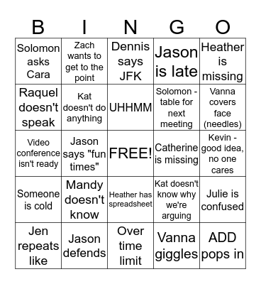 Meeting Bingo Card