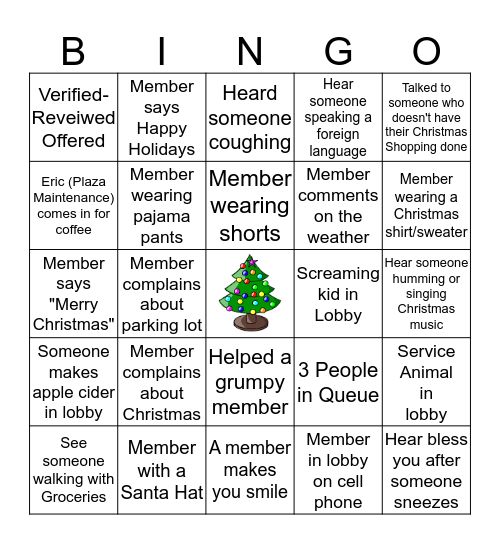 Christmas  Bingo Card