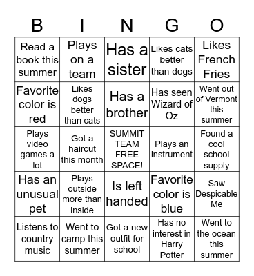 Do you know your classmates? Bingo Card