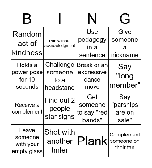 Stealth Bingo Card