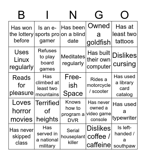Android Bingo Card