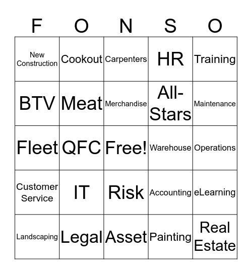 FONSO Bingo Card