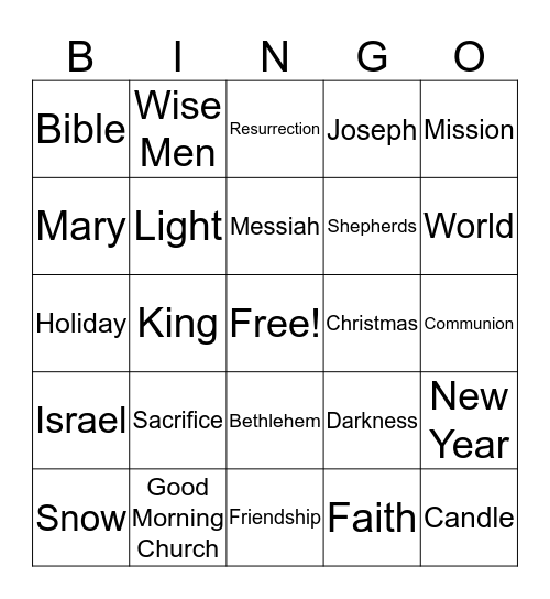 Christmas Eve Bingo Card