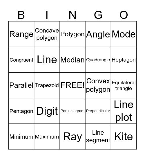 BLES Grade 4 Math Bingo Card